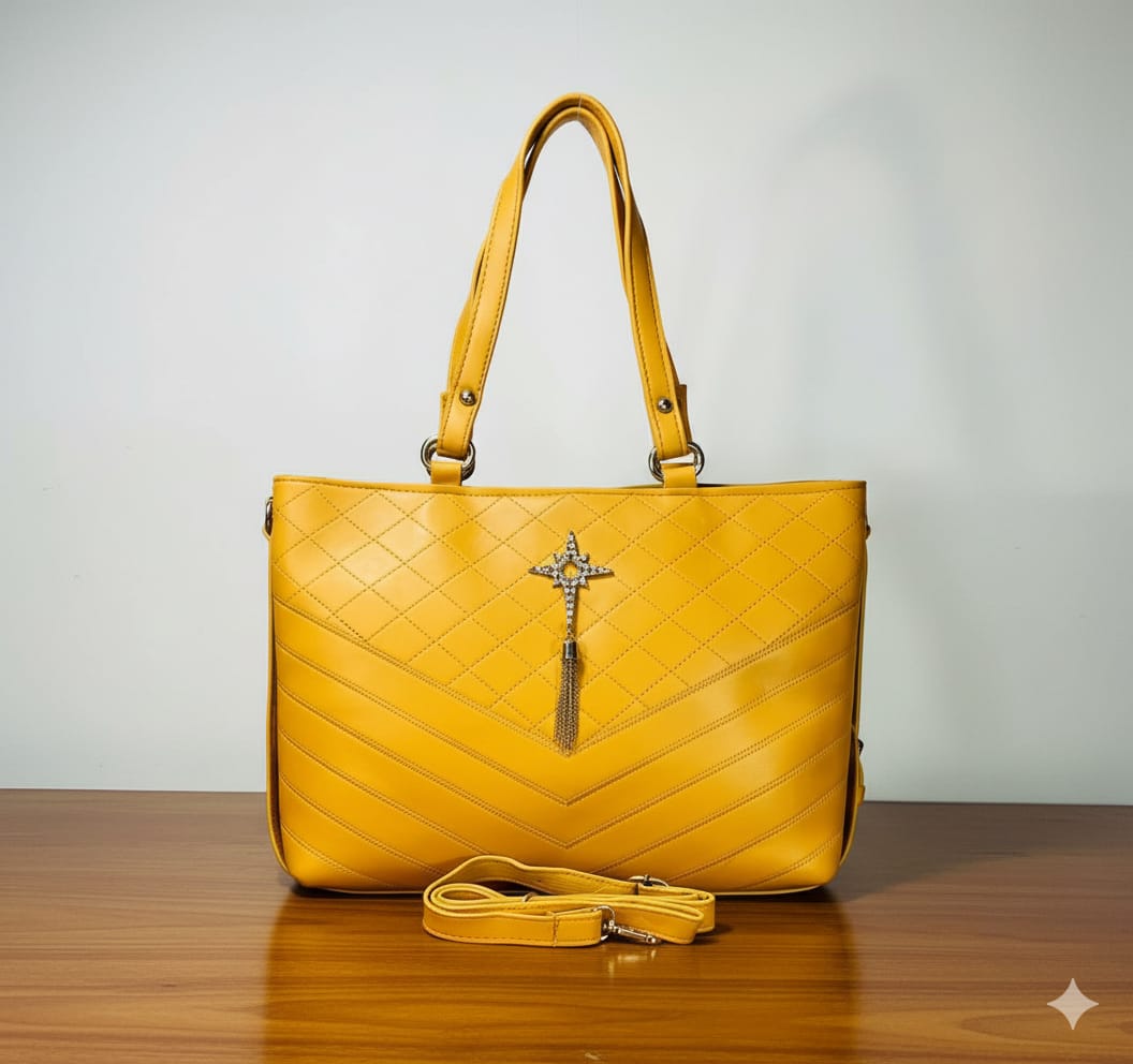 Elegant Maroon Quilted Shoulder Handbag for Women – Designer Tote with Cross Charm