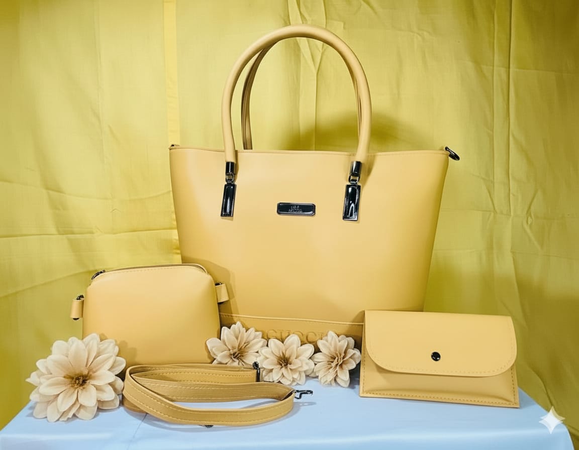 Blush Elegance 3-Piece Handbag Set by The Purse Room